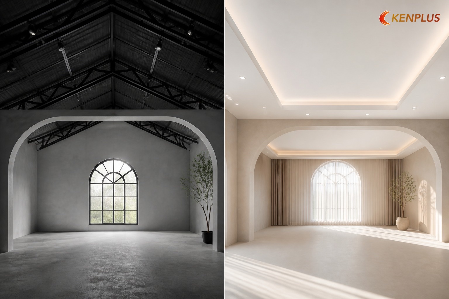 Studio áo cưới: trần mở hay trần thạch cao