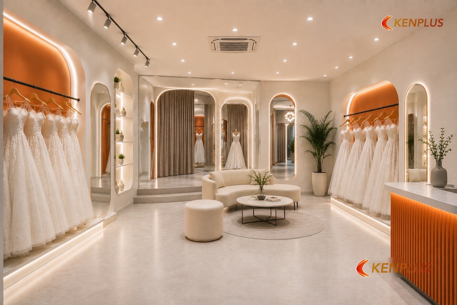 Phí thiết kế studio áo cưới 40 m² được tính thế nào