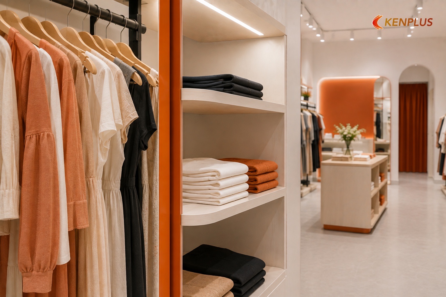 Bảng / sơ đồ luồng khách trong shop thời trang nữ — Kích thước giá treo shop thời trang nữ bao nhiêu hợp lý