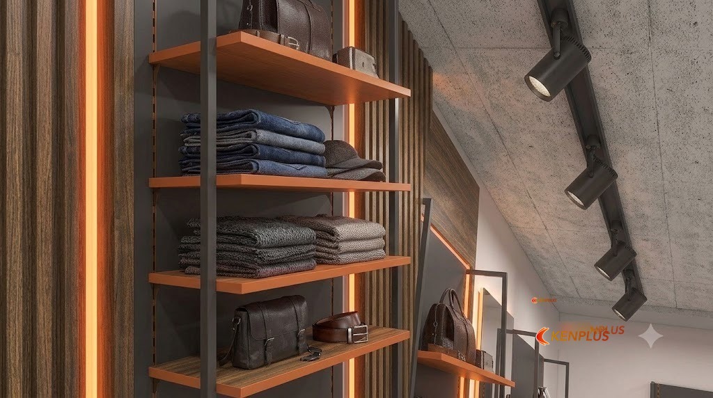 Zone nào nên dùng đèn ray trên shop nam — Shop thời trang nam: đèn ray hay đèn âm trần Zone nào nên dùng đèn ray trên shop nam — Shop thời trang nam: đèn ray hay đèn âm trần