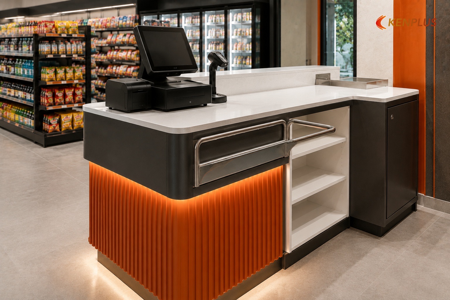Kích thước quầy POS gợi ý — Thiết kế quầy POS cho siêu thị mini Kích thước quầy POS gợi ý — Thiết kế quầy POS cho siêu thị mini
