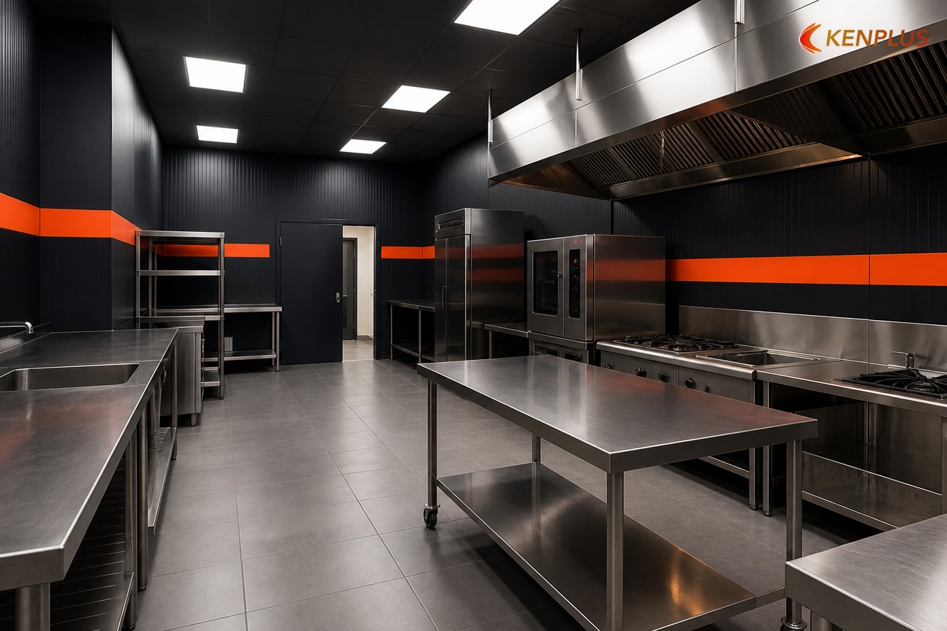 Luồng khách và luồng nhân viên — Multi-brand corner trong food court Luồng khách và luồng nhân viên — Multi-brand corner trong food court