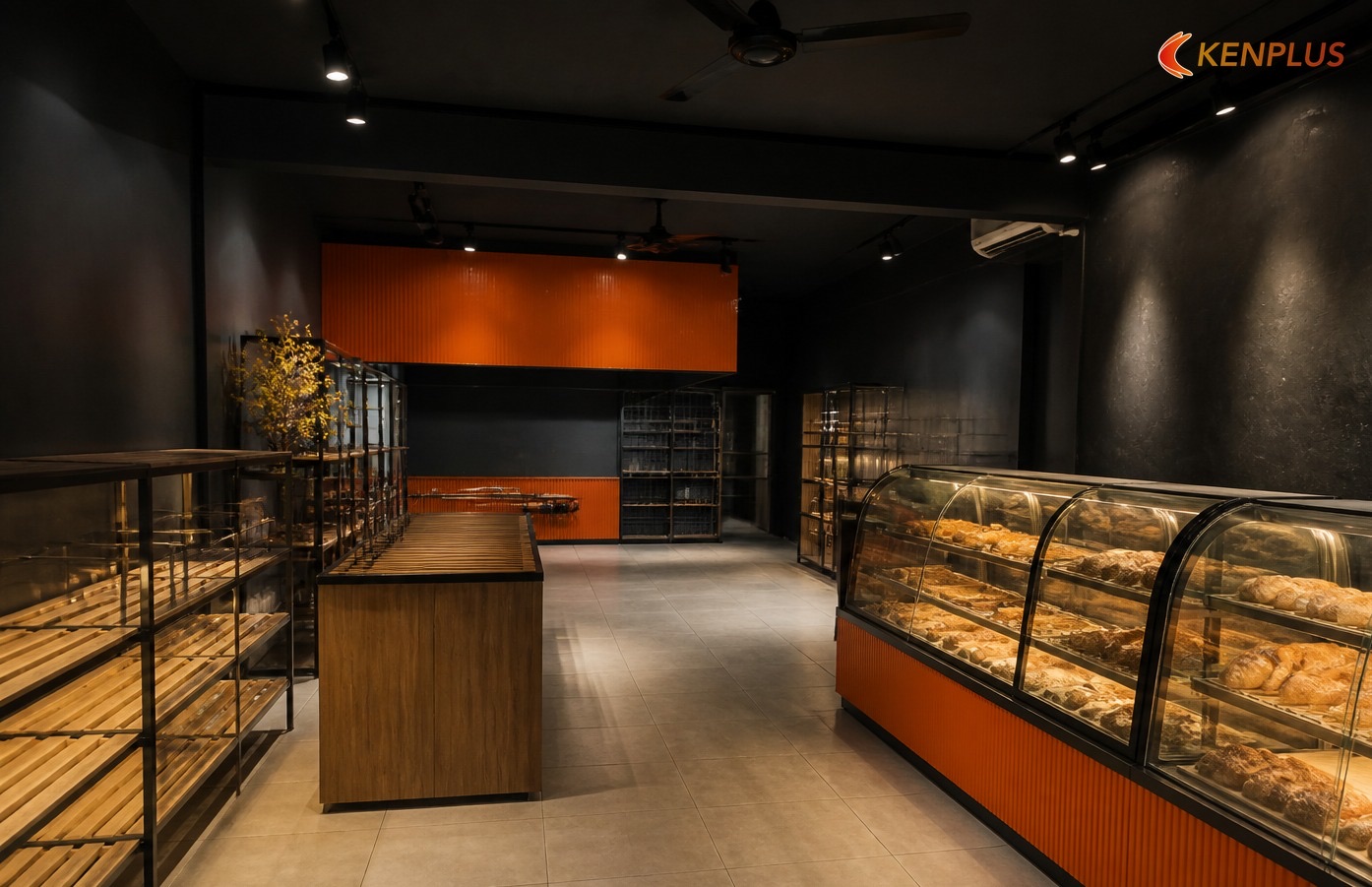 Mục 7 — Layout vitrine + bếp 40–80 m² Mục 7 — Layout vitrine + bếp 40–80 m²