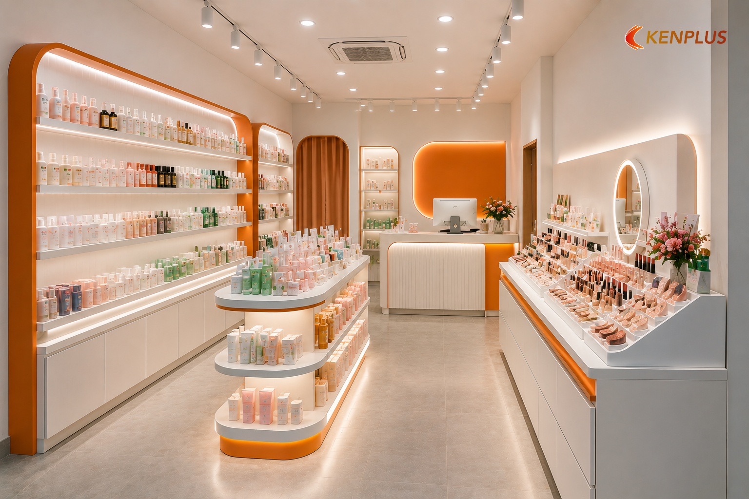 Ba phương án bố cục phổ biến cho 20m² — Cách bố trí shop mỹ phẩm Hàn Quốc 20m² hợp lý