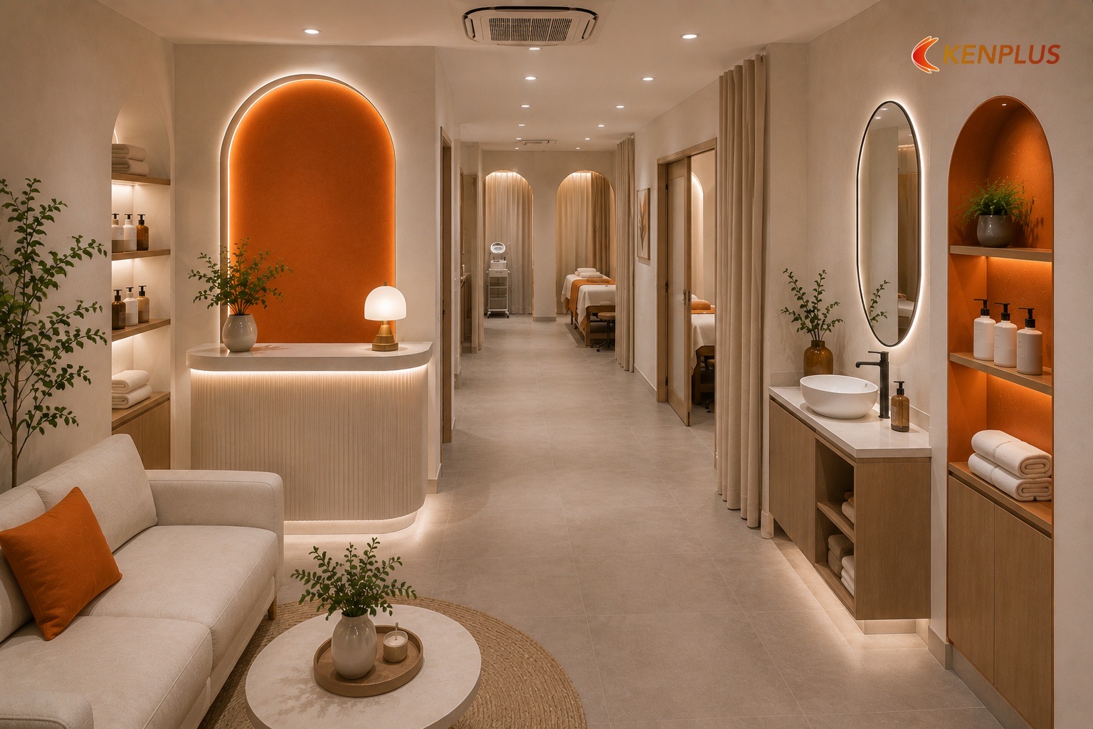Sơ đồ luồng khách – nhân viên — Chi phí thi công spa chăm sóc da 50m² Sơ đồ luồng khách – nhân viên — Chi phí thi công spa chăm sóc da 50m²