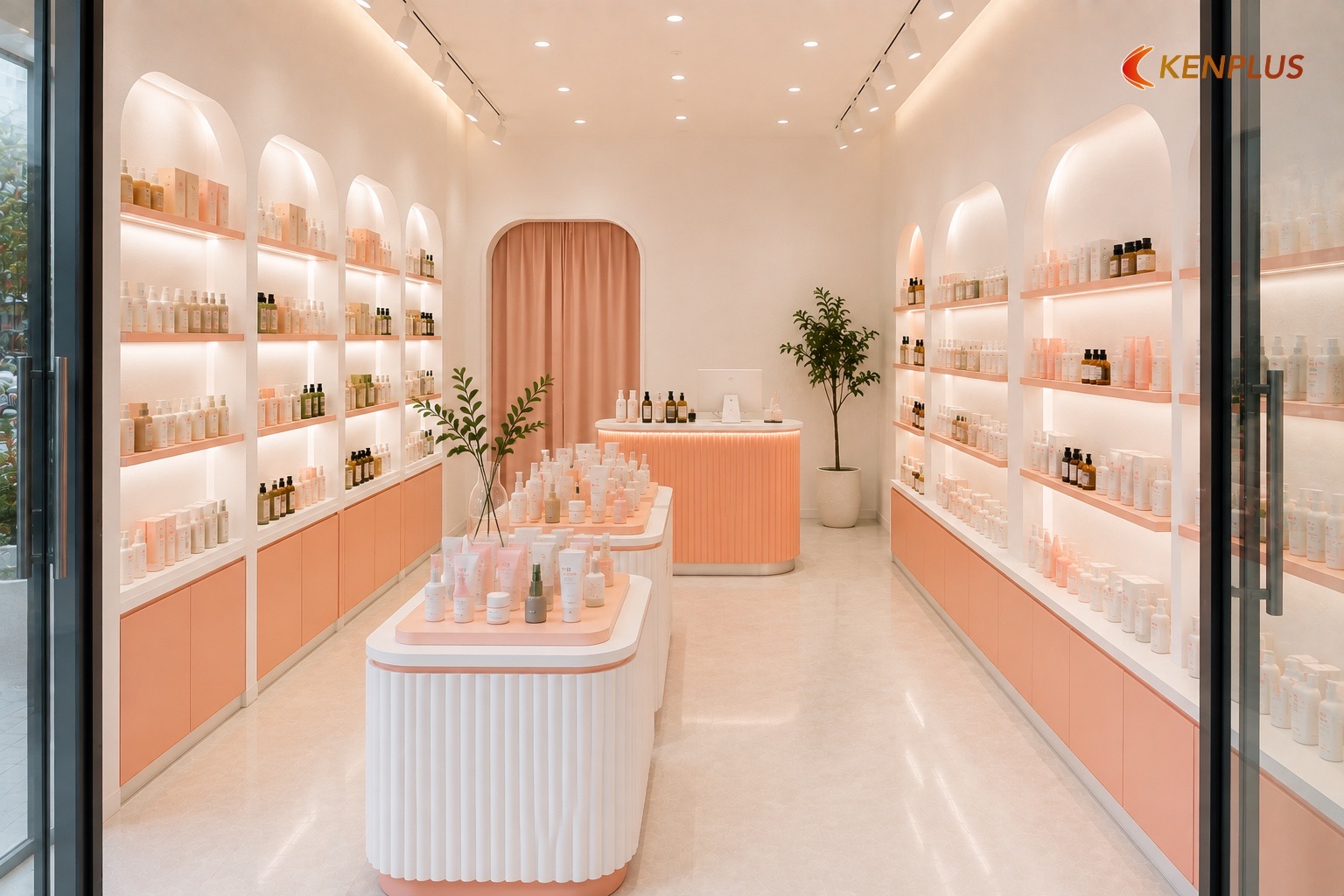 Đặc trưng mẫu shop mỹ phẩm Hàn Quốc dễ thi công — Mẫu thiết kế shop mỹ phẩm Hàn Quốc đẹp, dễ thi công
