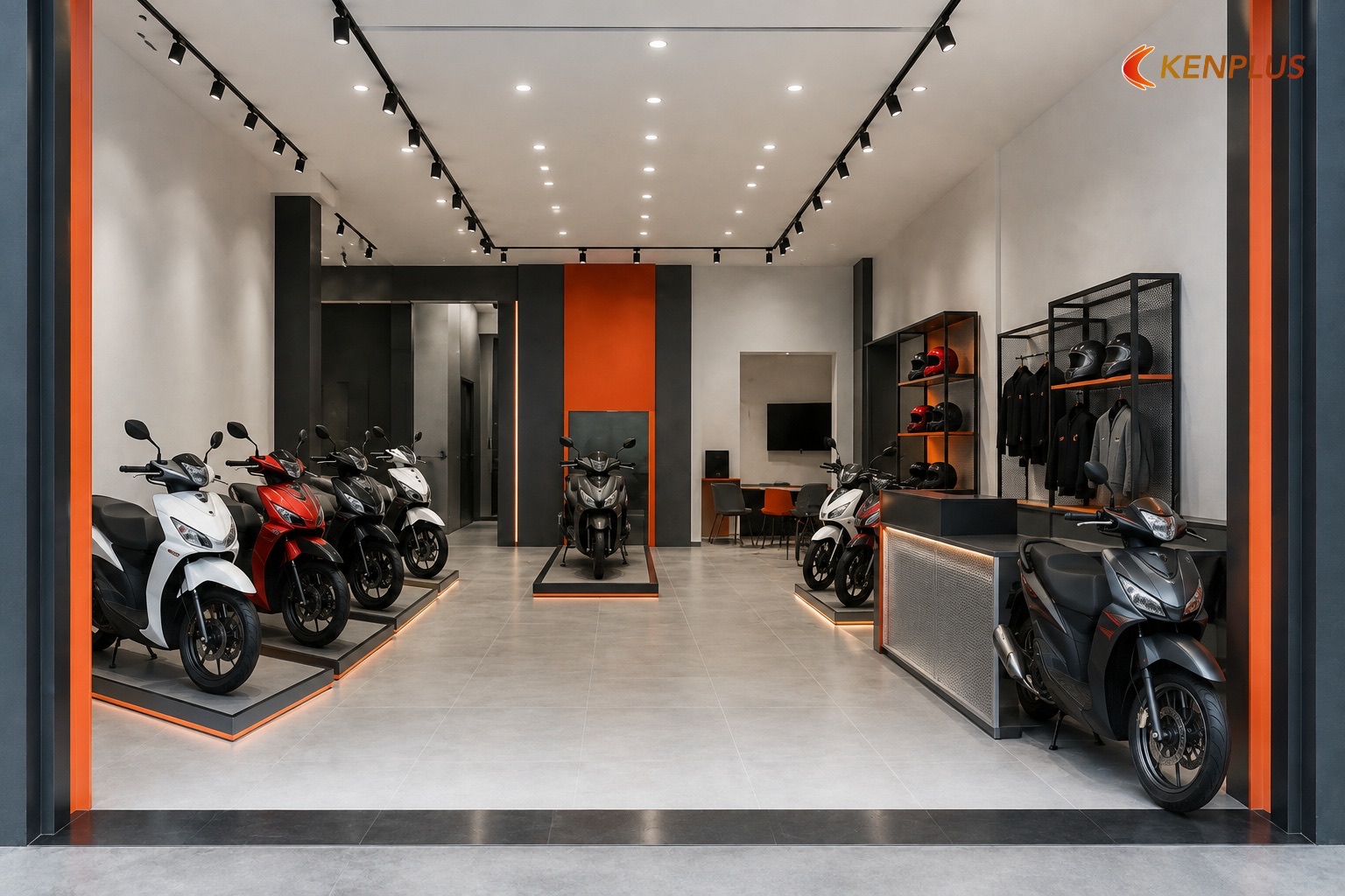 Vì sao không có CT showroom xe máy mà vẫn ước được khung 80 m² — Chi phí thi công showroom xe máy 80m²