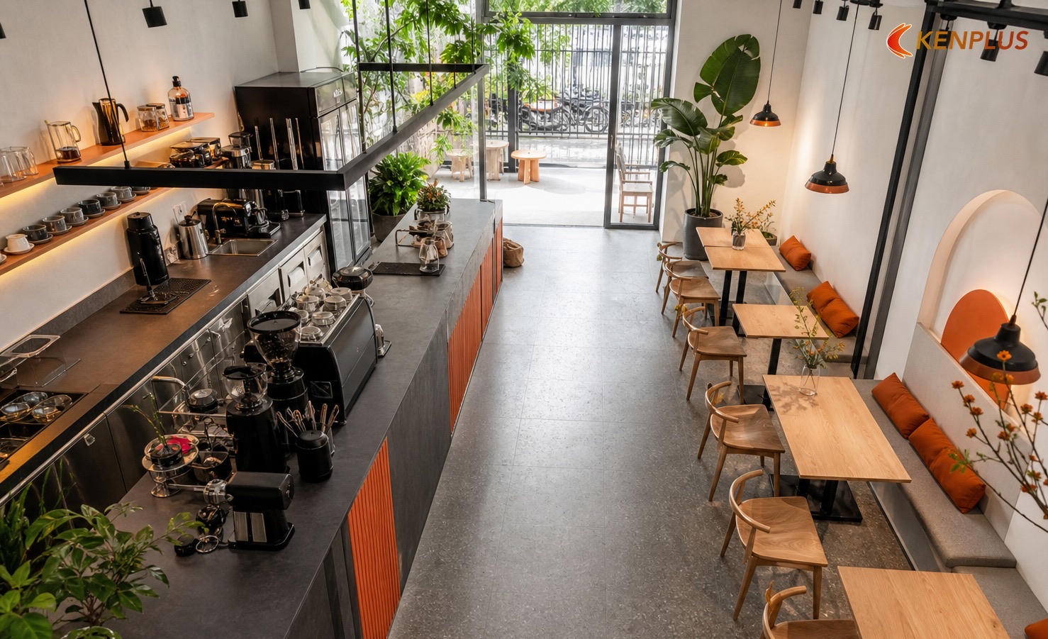 50 m² so với 0 CT café và tiệm bánh KenPlus — Cách bố trí quán cafe nhỏ 50m² hợp lý 50 m² so với 0 CT café và tiệm bánh KenPlus — Cách bố trí quán cafe nhỏ 50m² hợp lý