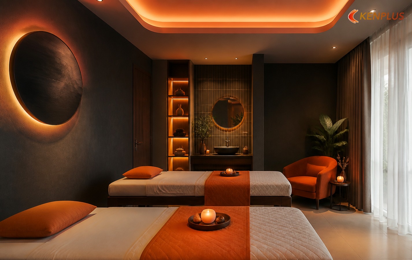 Thông gió và độ ẩm — phòng trị liệu nhỏ — Mẫu spa trị liệu hiện đại cho mặt bằng nhỏ Thông gió và độ ẩm — phòng trị liệu nhỏ — Mẫu spa trị liệu hiện đại cho mặt bằng nhỏ