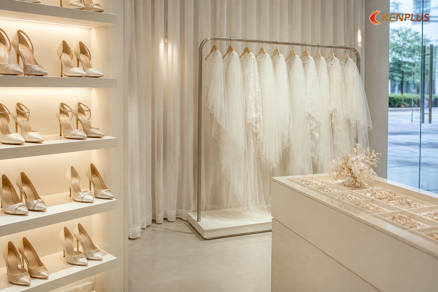 Mẫu 02 — Showroom treo váy cao