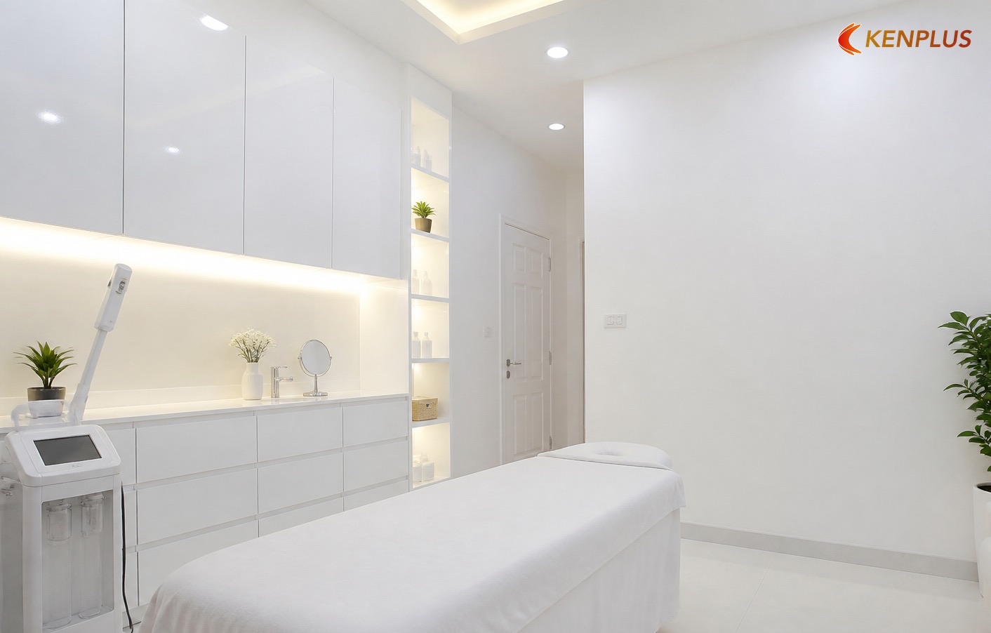 Phòng 1: tủ âm tường, lavabo, máy soi da