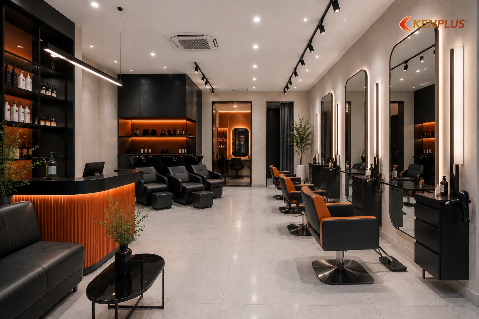 Năm khu chức năng bắt buộc — Chi phí thiết kế salon tóc 50m2