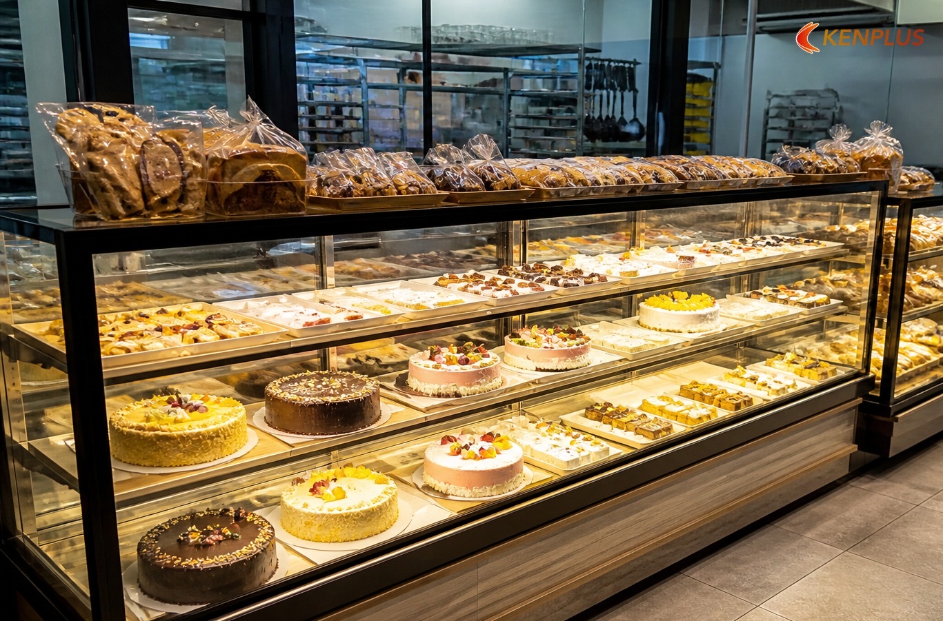 Mẫu 01 — Tủ vitrine và bếp nhìn xuyên kính