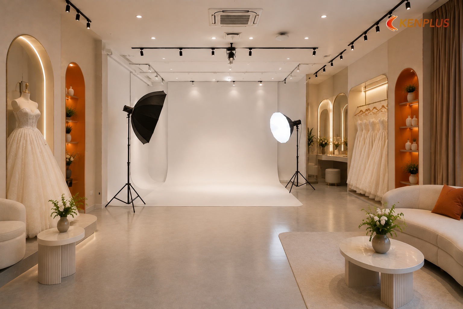 Vì sao studio áo cưới cần nhà thầu hiểu ánh sáng studio — Cách chọn nhà thầu thi công studio áo cưới
