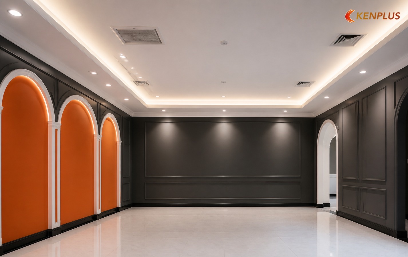 Ánh sáng và trần — CRI, nhiệt, dimmer — Studio áo cưới: trần mở hay trần thạch cao Ánh sáng và trần — CRI, nhiệt, dimmer — Studio áo cưới: trần mở hay trần thạch cao