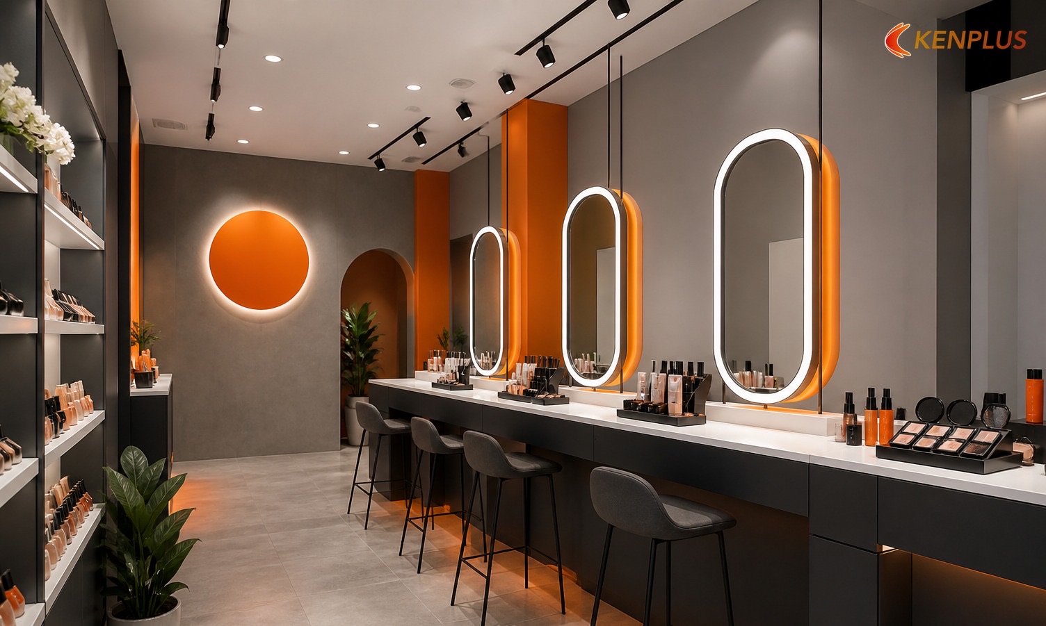 Ý tưởng vật liệu và palette cao cấp compact — Ý tưởng thiết kế shop mỹ phẩm cao cấp 30m² Ý tưởng vật liệu và palette cao cấp compact — Ý tưởng thiết kế shop mỹ phẩm cao cấp 30m²