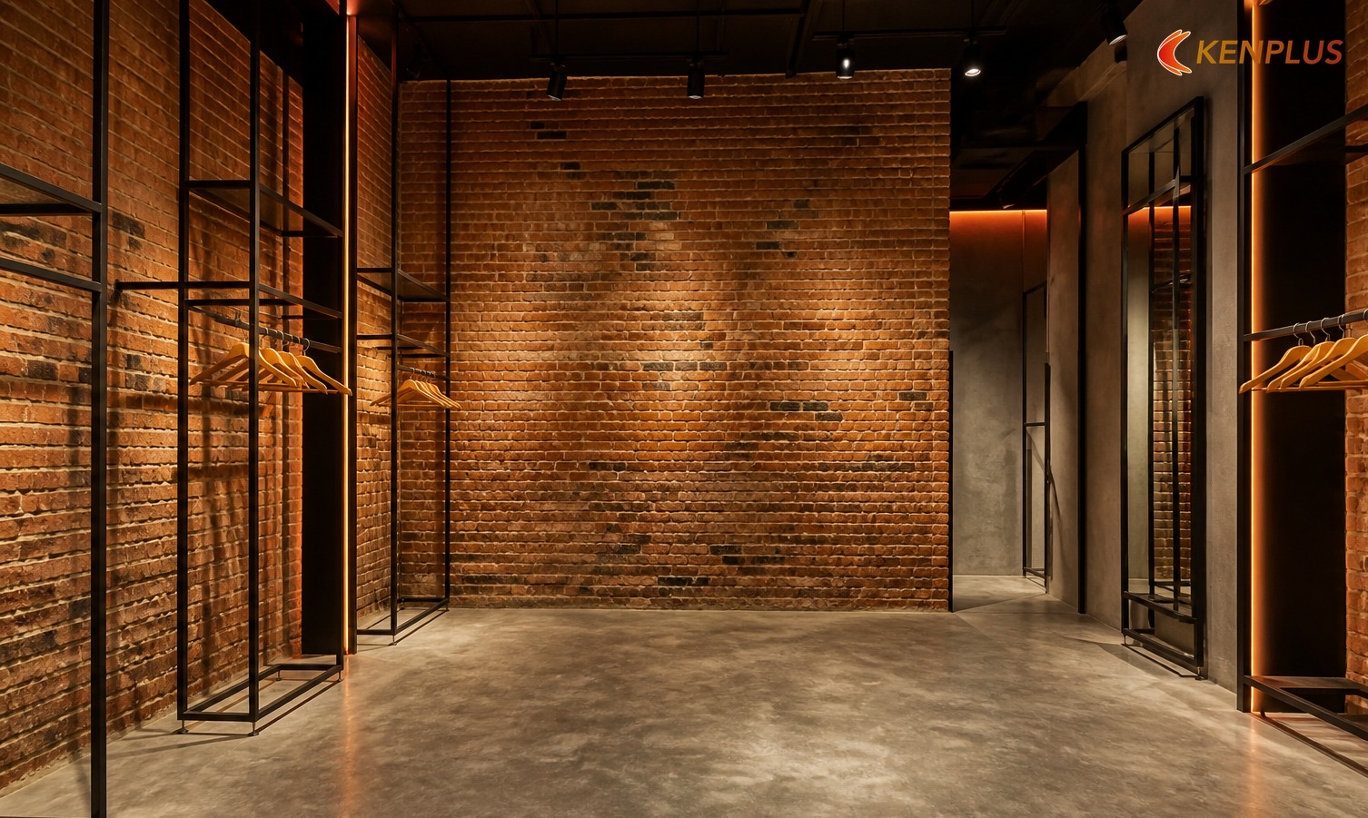 Mẫu 02 — Industrial loft — giá sắt cao — 25+ mẫu thiết kế shop thời trang đẹp 2026 Mẫu 02 — Industrial loft — giá sắt cao — 25+ mẫu thiết kế shop thời trang đẹp 2026