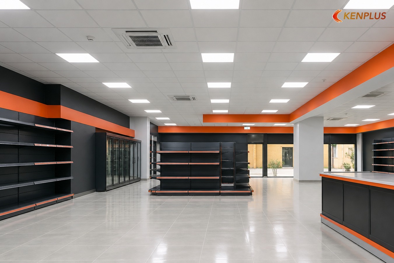 Sàn epoxy — khi nào dùng trên mini-mart — Chọn vật liệu thi công siêu thị mini