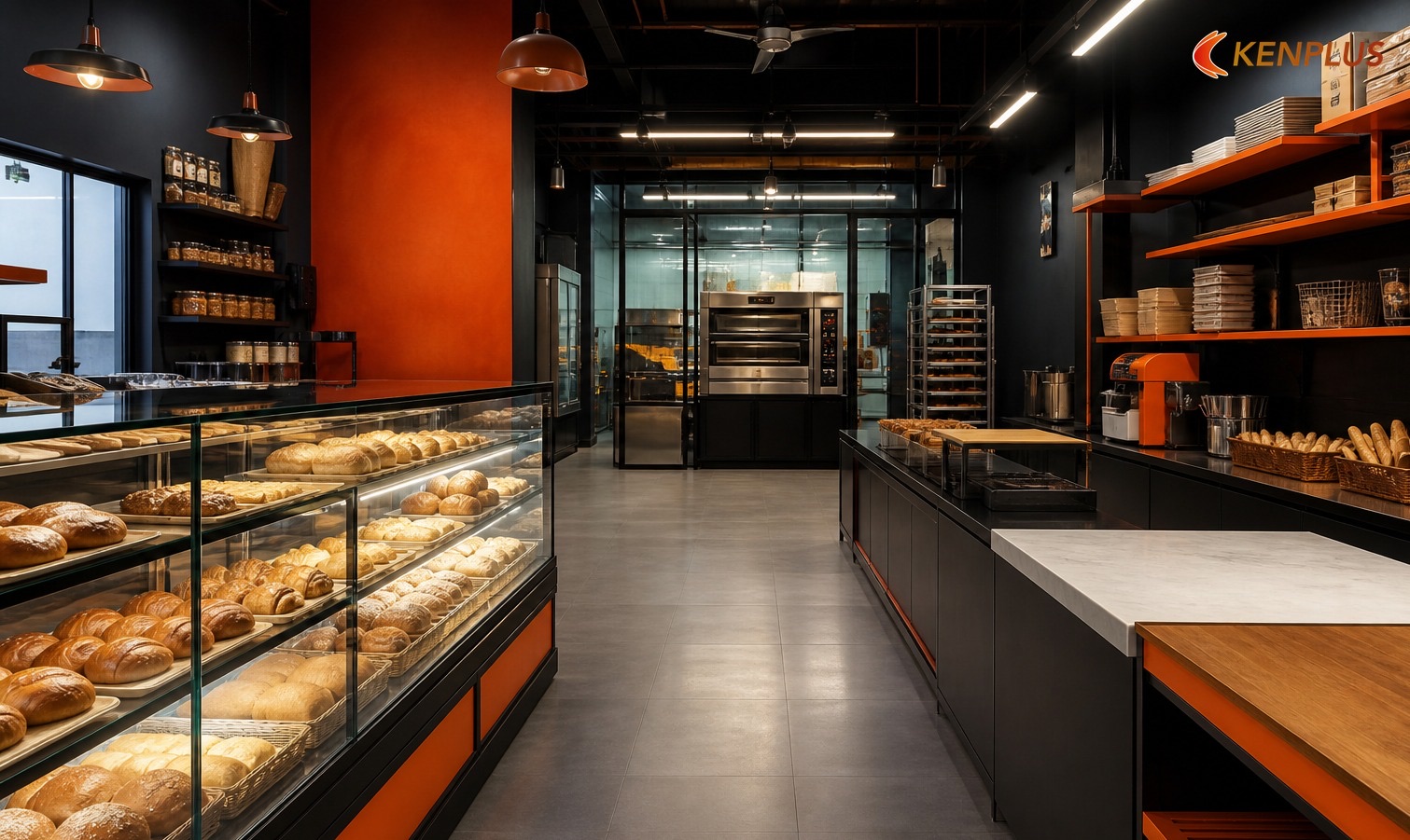 Nguyên tắc phân khu trước khi vẽ nội thất — Layout vitrine + bếp 40–80 m² Nguyên tắc phân khu trước khi vẽ nội thất — Layout vitrine + bếp 40–80 m²