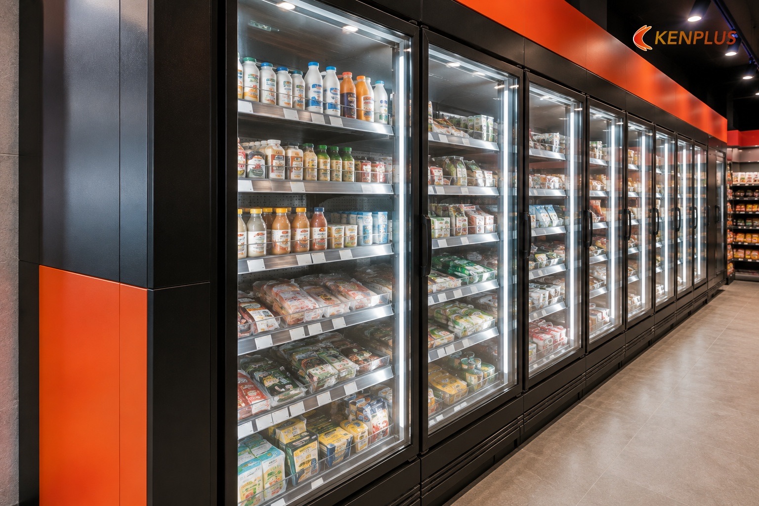 Cold chain wall — ý tưởng bố trí — Ý tưởng thiết kế siêu thị mini 100m²
