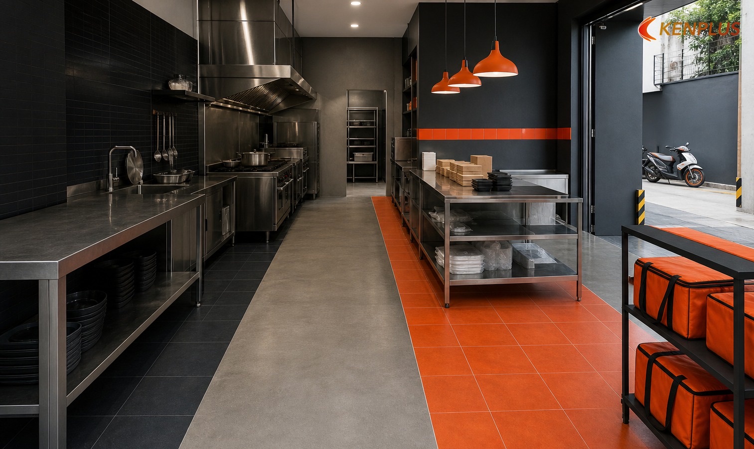 Nguyên tắc phân khu trước khi vẽ nội thất — Cloud kitchen không seating: zoning bếp–đóng gói–shipper Nguyên tắc phân khu trước khi vẽ nội thất — Cloud kitchen không seating: zoning bếp–đóng gói–shipper