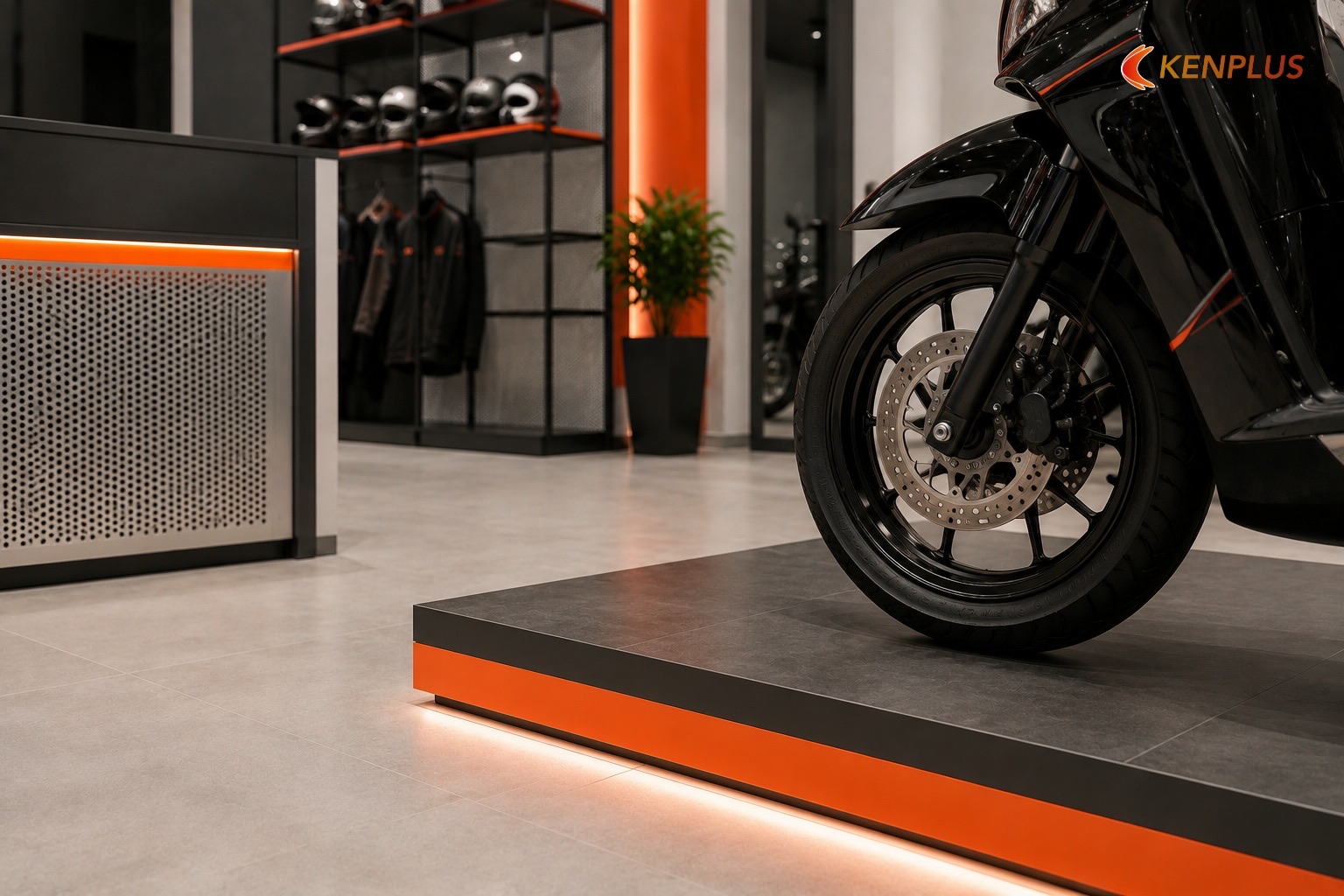 Phép tính 80 m²: thiết kế và thi công theo khung showroom — Chi phí thi công showroom xe máy 80m²