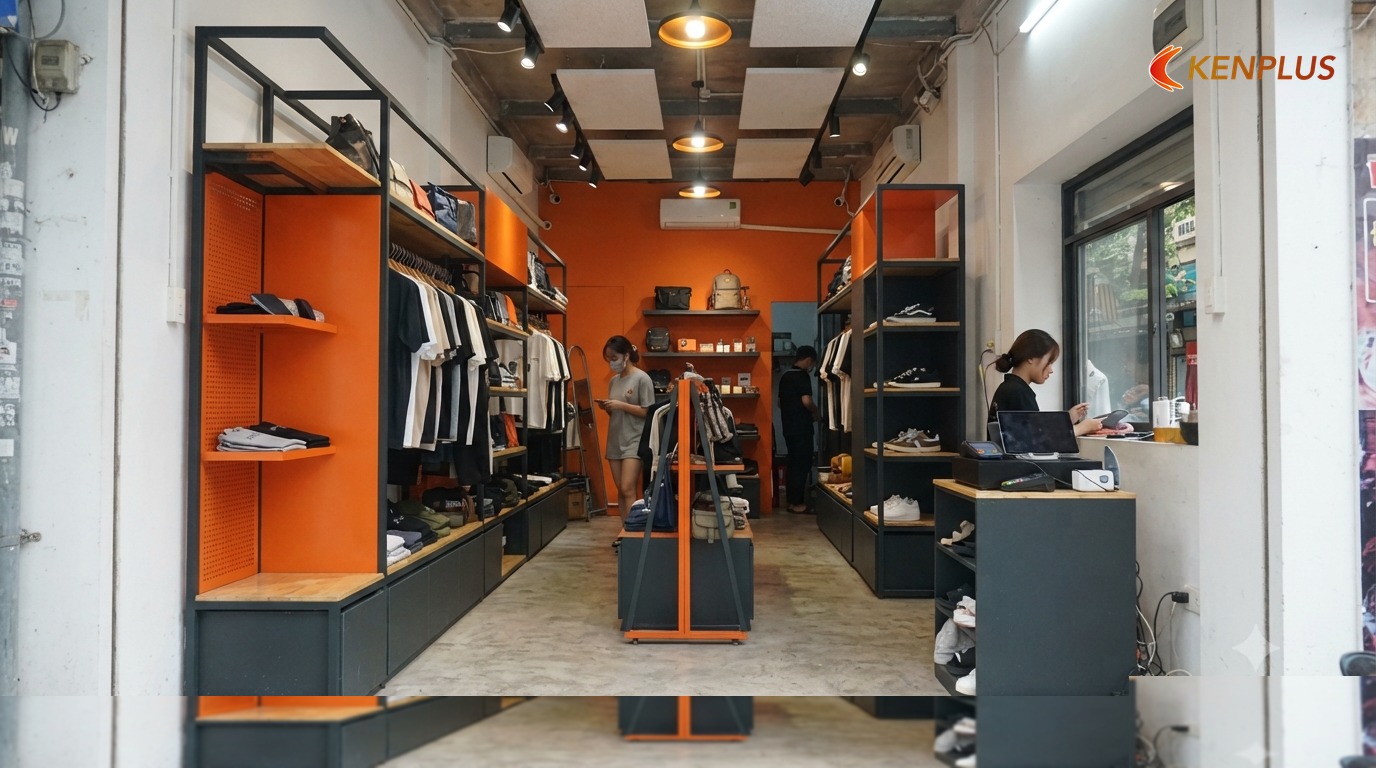 Vì sao 50m² khó hơn mặt bằng “chuẩn” 70–80m² — Ý tưởng thiết kế shop thời trang nam 50m² Vì sao 50m² khó hơn mặt bằng “chuẩn” 70–80m² — Ý tưởng thiết kế shop thời trang nam 50m²