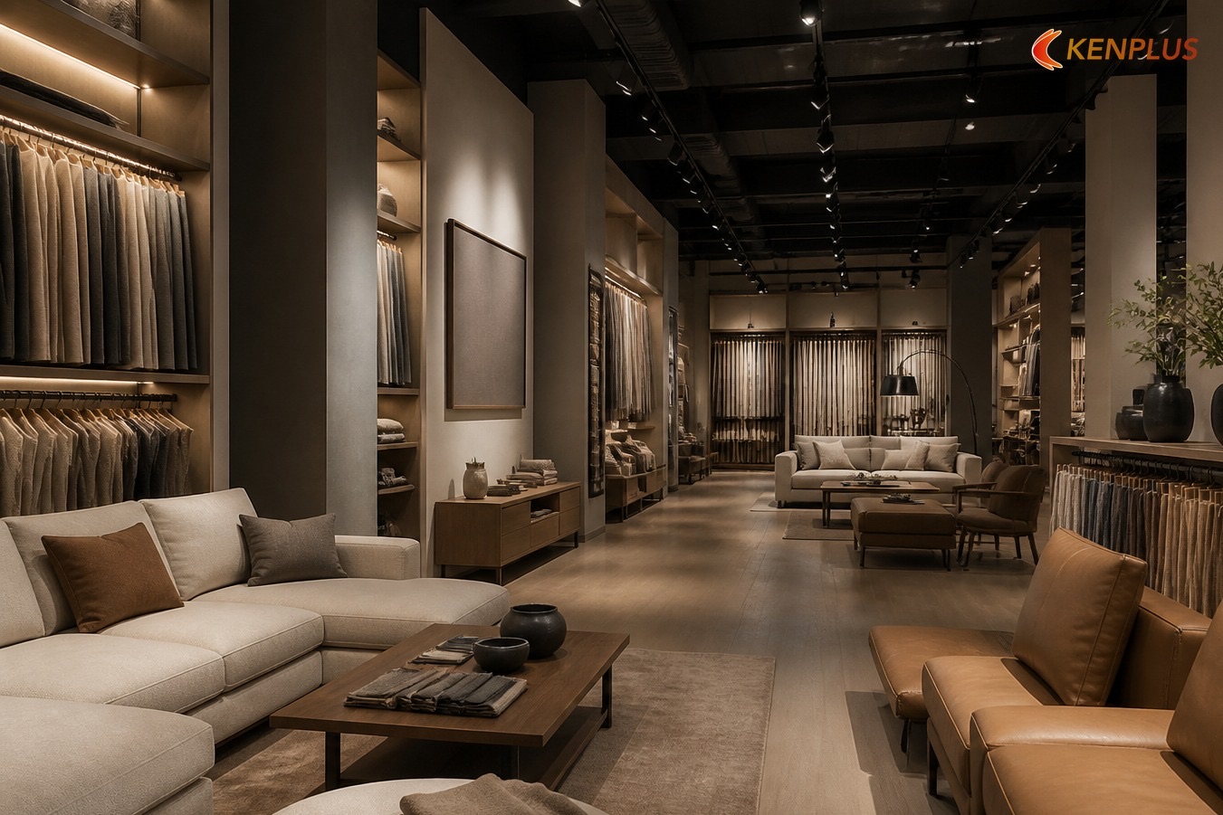 Mẫu 08 — Nội thất — zone sofa · biến thể 2 — 20+ xu hướng thiết kế cửa hàng hot 2026–2027 Mẫu 08 — Nội thất — zone sofa · biến thể 2 — 20+ xu hướng thiết kế cửa hàng hot 2026–2027