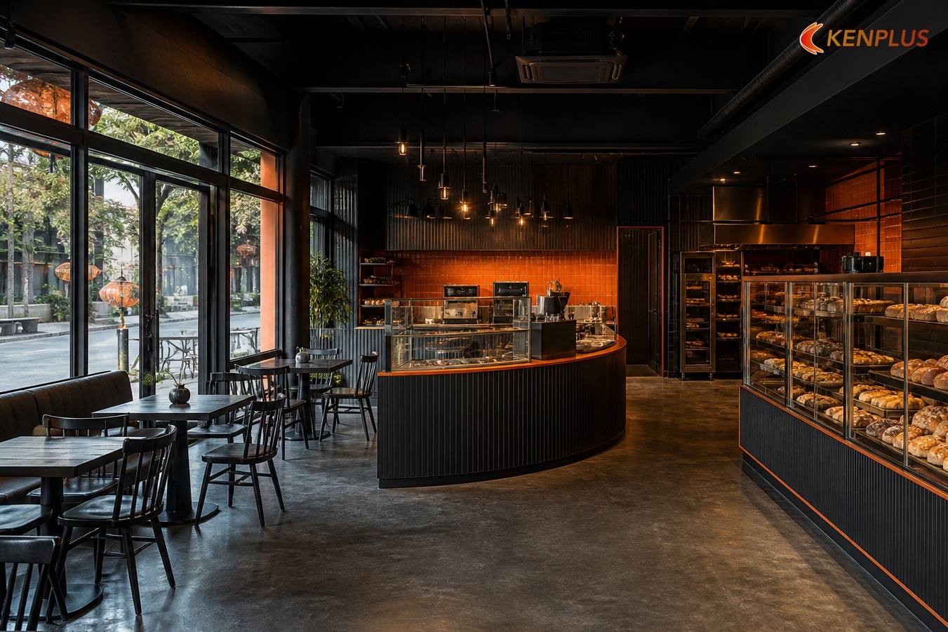 Nguyên tắc phân khu trước khi vẽ nội thất — Hybrid bakery–café seating