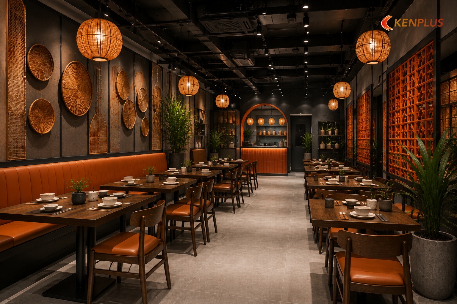 Phí thiết kế 80m² — khung 180–350 nghìn/m² — Chi phí thiết kế nhà hàng Việt 80m² bao nhiêu