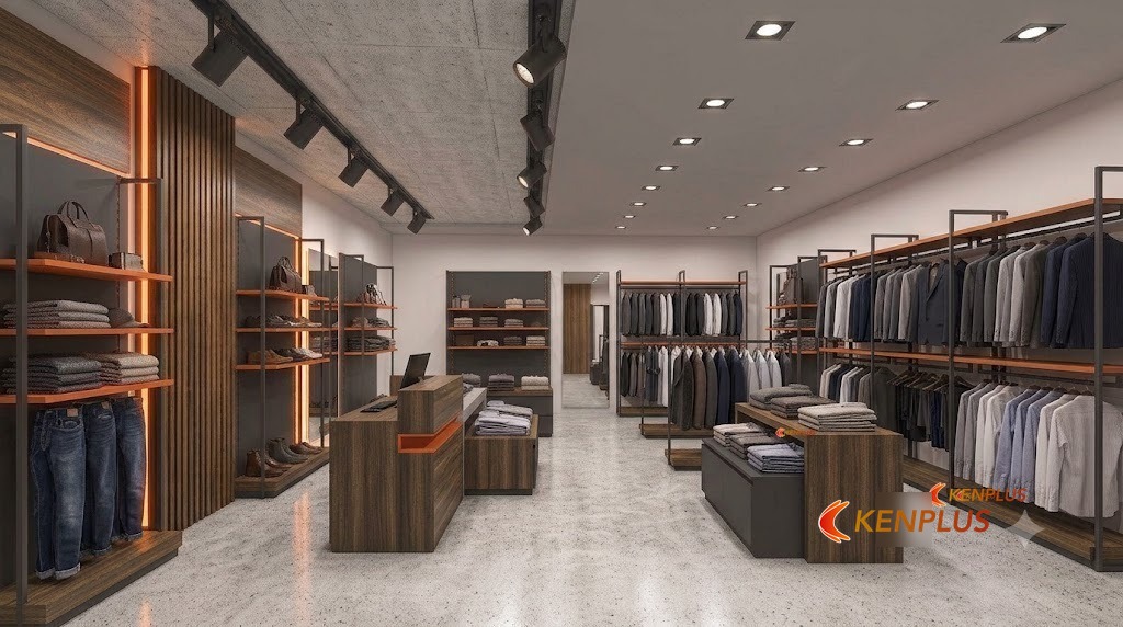 Yêu cầu ánh sáng shop thời trang nam — CRI, CCT và lux — Shop thời trang nam: đèn ray hay đèn âm trần Yêu cầu ánh sáng shop thời trang nam — CRI, CCT và lux — Shop thời trang nam: đèn ray hay đèn âm trần