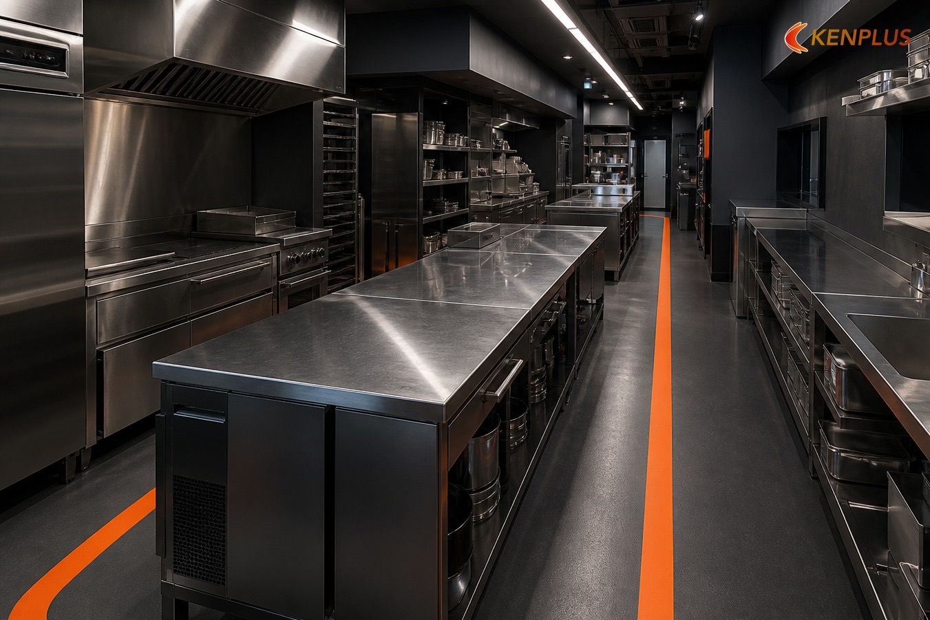 Luồng khách và luồng nhân viên — Cloud kitchen không seating: zoning bếp–đóng gói–shipper Luồng khách và luồng nhân viên — Cloud kitchen không seating: zoning bếp–đóng gói–shipper